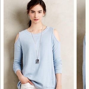 light blue anthropologie cold shoulder top